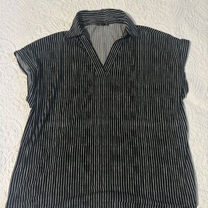 White House Black Market Black and White Pinstripe Blouse